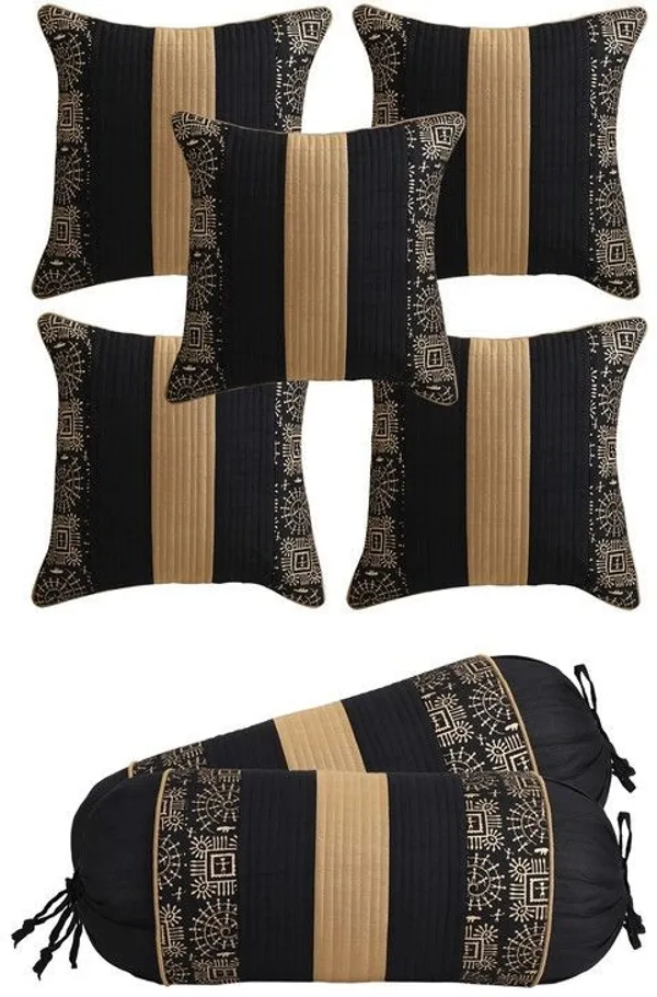 Stuff_N'_Fluff_Dupion_Silk_Cushions_&_Bolsters_Cover_(40_Cm*75_Cm,_Pack_Of_7,_Black)