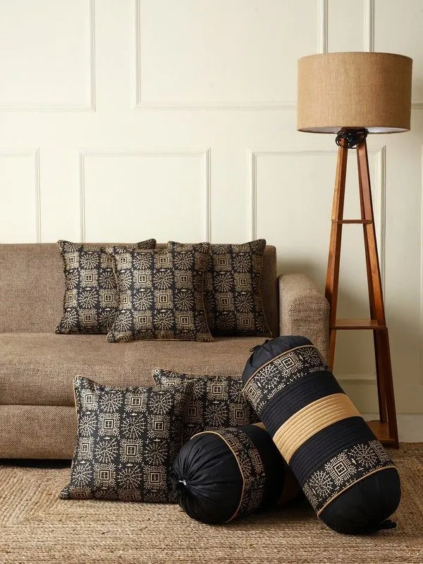 Stuff_N'_Fluff_Dupion_Silk_Cushions_&_Bolsters_Cover_(40_Cm*75_Cm,_Pack_Of_7,_Black)
