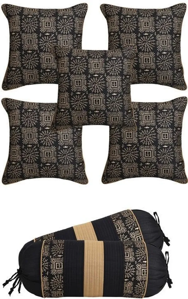 Stuff_N'_Fluff_Dupion_Silk_Cushions_&_Bolsters_Cover_(40_Cm*75_Cm,_Pack_Of_7,_Black)