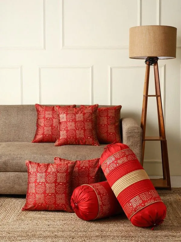 Stuff_N'_Fluff_Dupion_Silk_Cushions_&_Bolsters_Cover_(40_Cm*75_Cm,_Pack_Of_7,_Red)