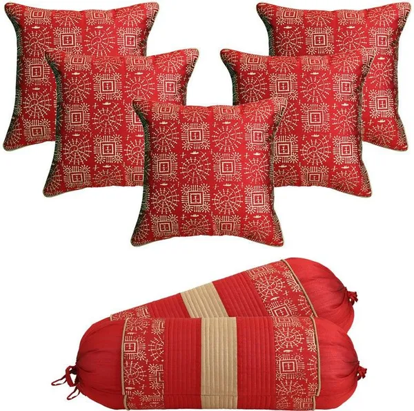 Stuff_N'_Fluff_Dupion_Silk_Cushions_&_Bolsters_Cover_(40_Cm*75_Cm,_Pack_Of_7,_Red)
