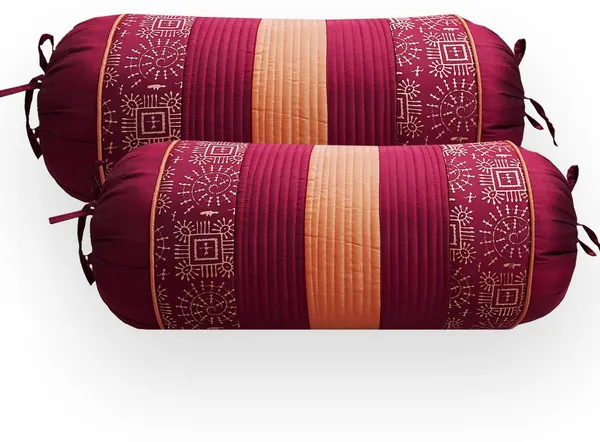 Stuff_N'_Fluff_Dupion_Silk_Bolsters_Cover_(40_Cm*75_Cm,_Pack_Of_2,_Maroon)