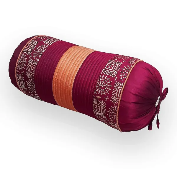 Stuff_N'_Fluff_Dupion_Silk_Bolsters_Cover_(40_Cm*75_Cm,_Pack_Of_2,_Maroon)