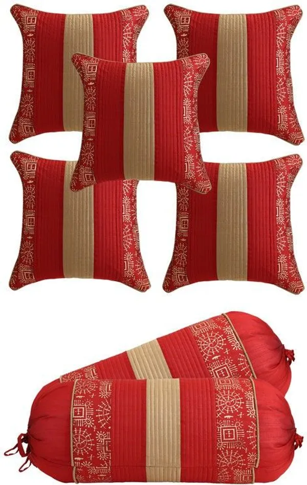 Stuff_N'_Fluff_Dupion_Silk_Cushions_&_Bolsters_Cover_(40_Cm*75_Cm,_Pack_Of_7,_Red)