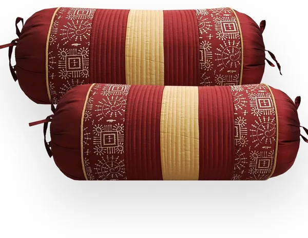 Stuff_N'_Fluff_Dupion_Silk_Bolsters_Cover_(40_Cm*75_Cm,_Pack_Of_2,_Red)