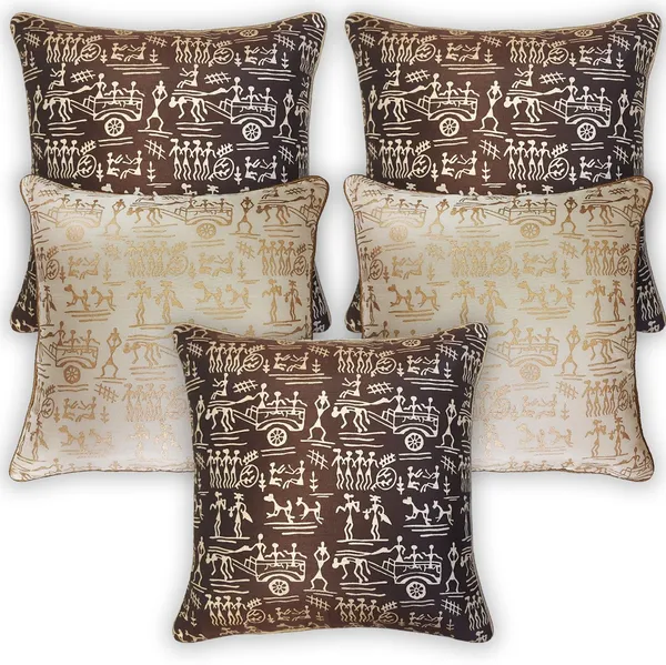 Stuff_N'_Fluff_Dupion_Silk_Cushions_Cover_(40_Cm*40_Cm,_Pack_Of_5,_Brown,_Beige)