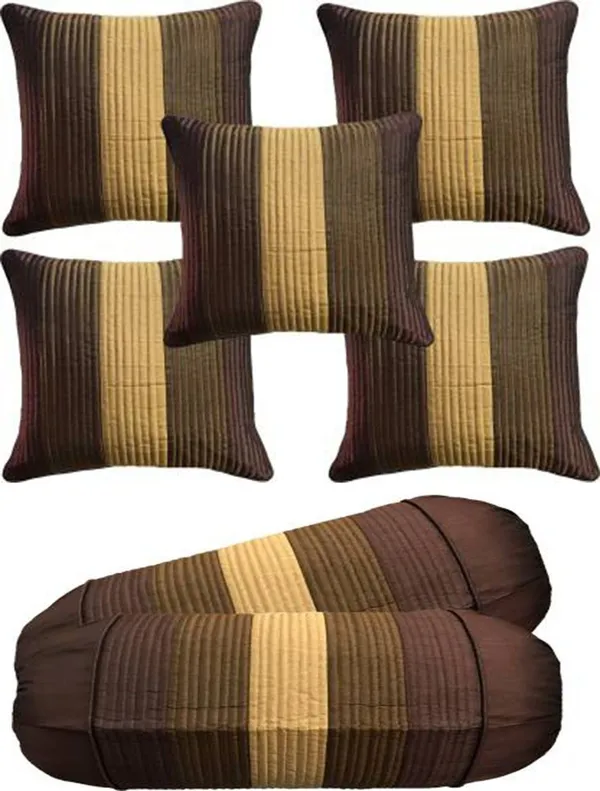 Stuff_N'_Fluff_Dupion_Silk_Cushions_&_Bolsters_Cover_(40_Cm*77.5_Cm,_Pack_Of_7,_Brown,_Gold,_Beige)