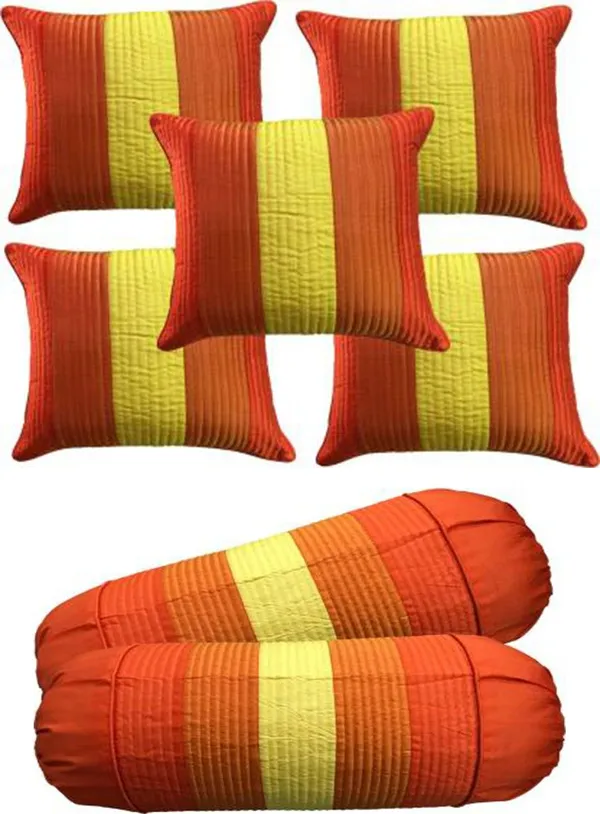 Stuff_N'_Fluff_Dupion_Silk_Cushions_&_Bolsters_Cover_(40_Cm*77.5_Cm,_Pack_Of_7,_Orange,_Yellow)
