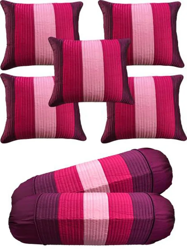 Stuff_N'_Fluff_Dupion_Silk_Cushions_&_Bolsters_Cover_(40_Cm*77.5_Cm,_Pack_Of_7,_Purple,_Pink,_Peach)
