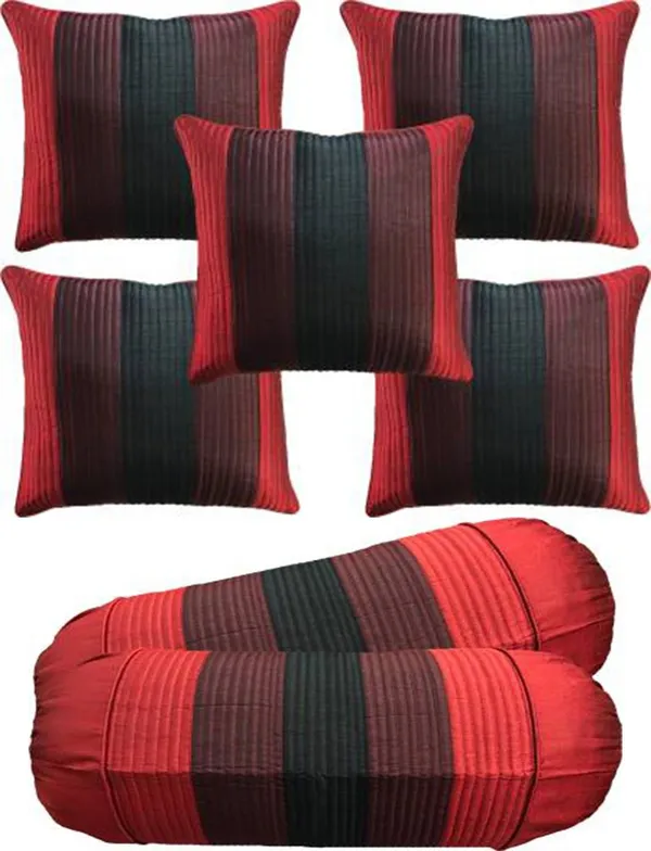 Stuff_N'_Fluff_Dupion_Silk_Cushions_&_Bolsters_Cover_(40_Cm*77.5_Cm,_Pack_Of_7,_Red,_Maroon,_Black)