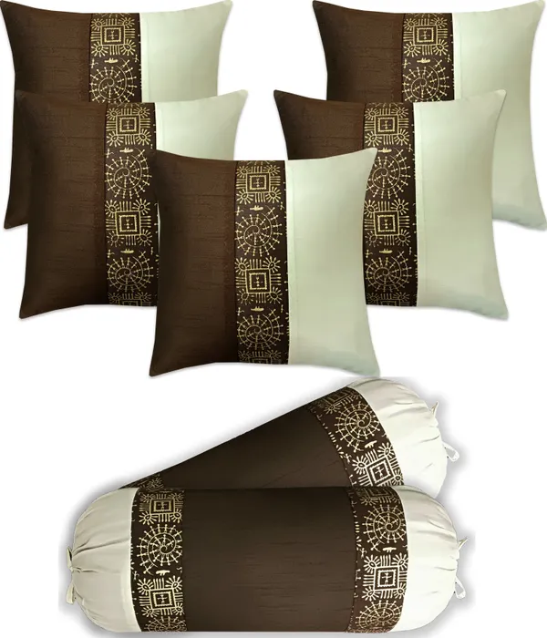 Stuff_N'_Fluff_Dupion_Silk_Cushions_&_Bolsters_Cover_(40_Cm*75_Cm,_Pack_Of_7,_Brown,_Beige)