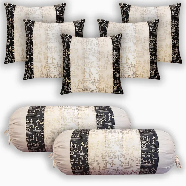 Stuff_N'_Fluff_Dupion_Silk_Cushions_&_Bolsters_Cover_(75_Cm*40_Cm,_Pack_Of_7,_Black,_Beige,_White)