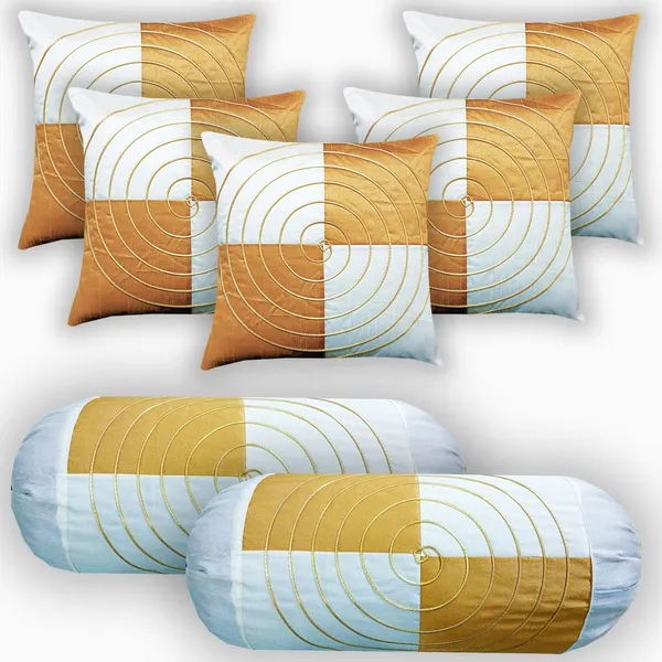 Stuff_N'_Fluff_Dupion_Silk_Cushions_&_Bolsters_Cover_(75_Cm*40_Cm,_Pack_Of_7,_White,_Gold)
