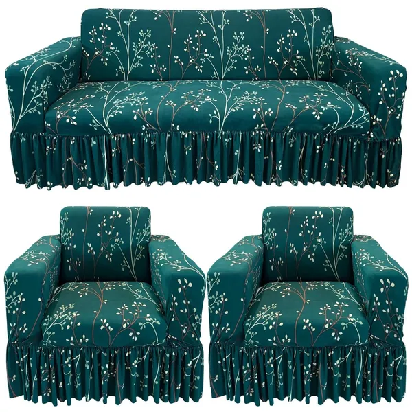 Gifts_Island_Polyester_3+1+1_Seater_Sofa_Floral_Cover_(Pack_Of_3_Green_Stem)