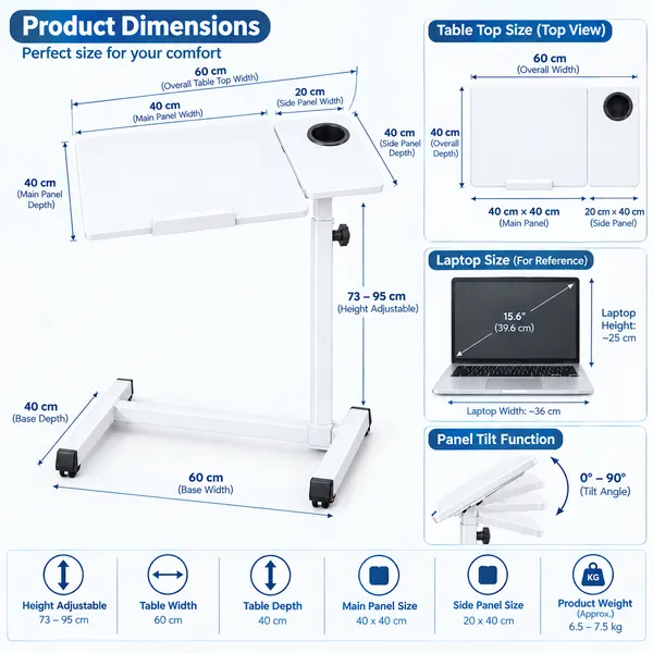 GI®_Adjustable_Laptop_Table_with_360°_Concealed_Wheels_for_Sofa_&_Bed_with_Cup_Holder,_Portable_Table_for_Home,_Ergonomic_Height_Adjustable_Study_Desk,_Tilting_Laptop_Stand_for_Reading,_Dining_(White)