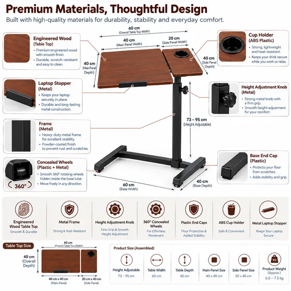 GI®_Adjustable_Laptop_Table_with_360°_Concealed_Wheels_for_Sofa_&_Bed_with_Cup_Holder,_Portable_Table_for_Home,_Ergonomic_Height_Adjustable_Study_Desk,_Tilting_Laptop_Stand_for_Reading_(Walnut_Brown)
