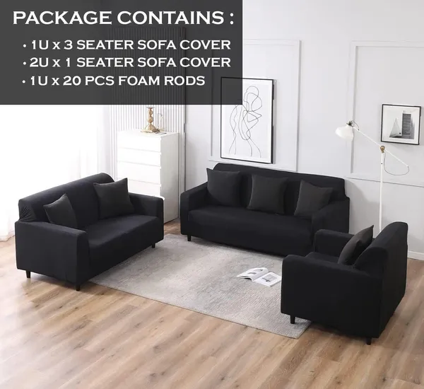 Gifts_Island_Polyester_3+1+1_Seater_Sofa_Plain_Cover_(Pack_Of_3_Black)