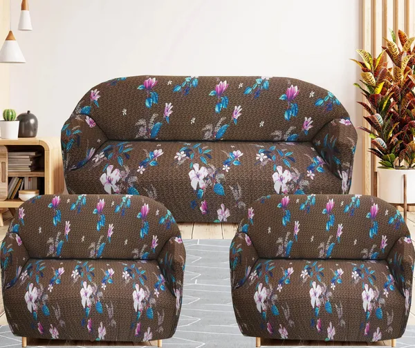 Gifts_Island_Polyester_3+1+1_Seater_Sofa_Floral_Cover_(Pack_Of_3_Brown)