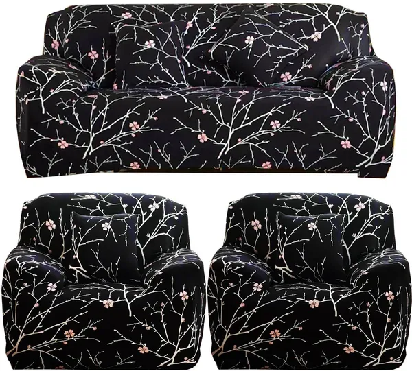 Gifts_Island_Polyester_3+1+1_Seater_Sofa_Floral_Cover_(Pack_Of_3_Black_Stem)