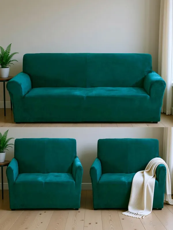 Gifts_Island_Velvet_3+1+1_Seater_Sofa_Plain_Cover_(Pack_Of_3_Teal_Green)