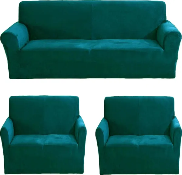 Gifts_Island_Velvet_3+1+1_Seater_Sofa_Plain_Cover_(Pack_Of_3_Teal_Green)