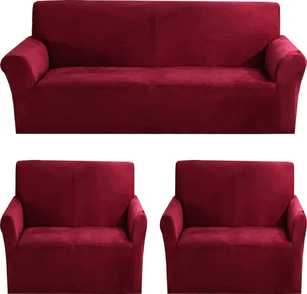 Gifts_Island_Velvet_3+1+1_Seater_Sofa_Plain_Cover_(Pack_Of_3_Maroon)