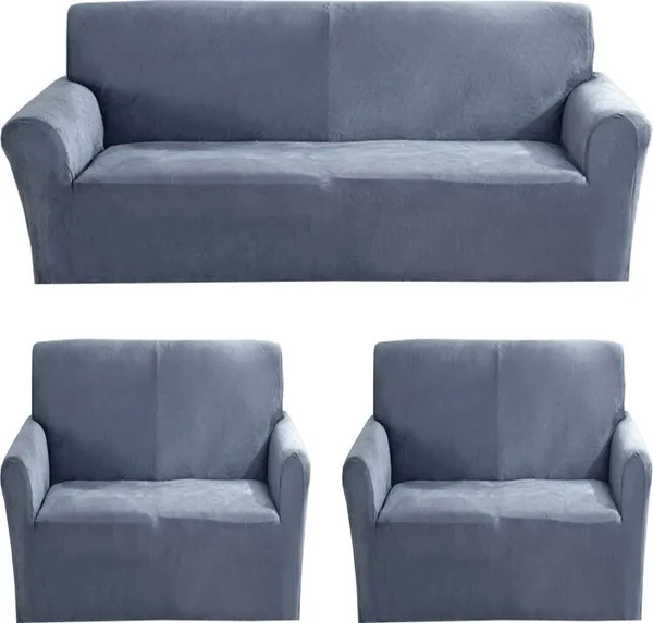 Gifts_Island_Velvet_3+1+1_Seater_Sofa_Plain_Cover_(Pack_Of_3_Grey)
