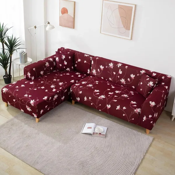 Gifts_Island_Polyester_3+3_Seater_L-Shape_Sofa_Floral_Cover_(Pack_Of_2_Maroon)