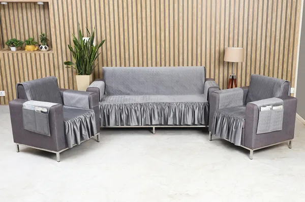 Gifts_Island_Velvet_3+1+1_Seater_Sofa_Checkered_Cover_(Pack_Of_3_Soft_Velvet_Silver_Quilted_Frill_5_Seater_Sofa_Cover_With_Pocket_Arms)
