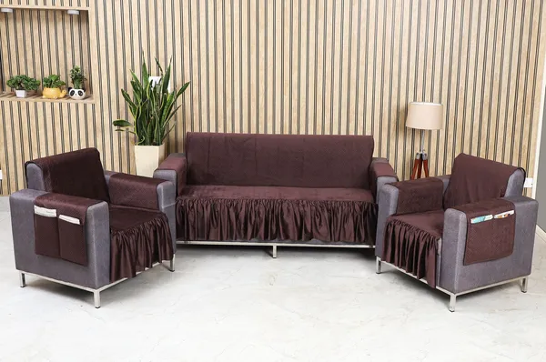 Gifts_Island_Velvet_3+1+1_Seater_Sofa_Checkered_Cover_(Pack_Of_3_Soft_Velvet_Brown_Quilted_Frill_5_Seater_Sofa_Cover_With_Pocket_Arms)