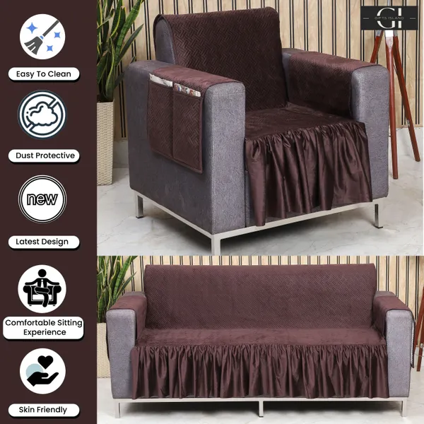 Gifts_Island_Velvet_3+1+1_Seater_Sofa_Checkered_Cover_(Pack_Of_3_Soft_Velvet_Brown_Quilted_Frill_5_Seater_Sofa_Cover_With_Pocket_Arms)