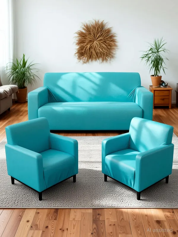 Gifts_Island_Polyester_3+1+1_Seater_Sofa_Plain_Cover_(Pack_Of_3_Teal_Blue)