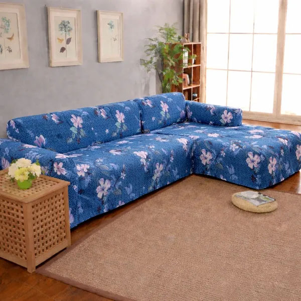 Gifts_Island_Polyester_3+3_Seater_L-Shape_Sofa_Floral_Cover_(Pack_Of_2_Blue_Lotus)