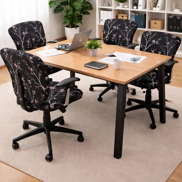 Gifts_Island_Polyester_4_Seater_Chair_Floral_Cover_(Pack_Of_4_Black_Stem)