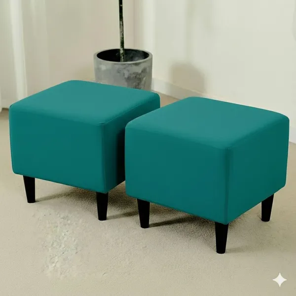 Gifts_Island_Polyester_1_Seater_Chair_Plain_Cover_(Pack_Of_2_Teal_Plain_Stretchable_Ottoman_Cover_For_Square_Footrest,Puffy)