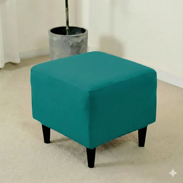 Gifts_Island_Polyester_1_Seater_Chair_Plain_Cover_(Pack_Of_2_Teal_Plain_Stretchable_Ottoman_Cover_For_Square_Footrest,Puffy)
