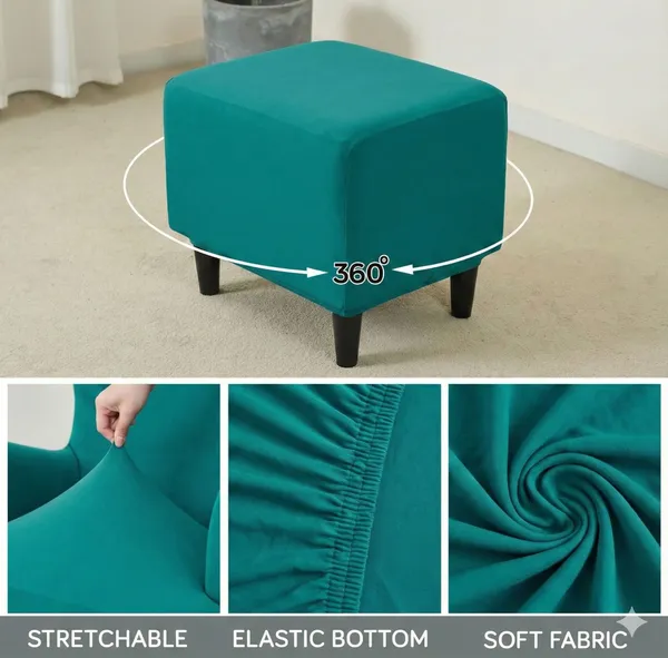 Gifts_Island_Polyester_1_Seater_Chair_Plain_Cover_(Pack_Of_2_Teal_Plain_Stretchable_Ottoman_Cover_For_Square_Footrest,Puffy)