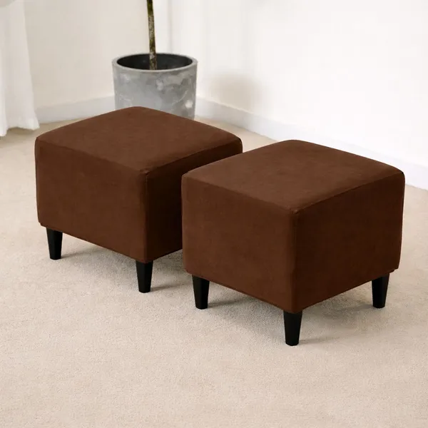 Gifts_Island_Polyester_1_Seater_Chair_Plain_Cover_(Pack_Of_2_Brown_Plain_Stretchable_Ottoman_Cover_For_Square_Footrest,Puffy)