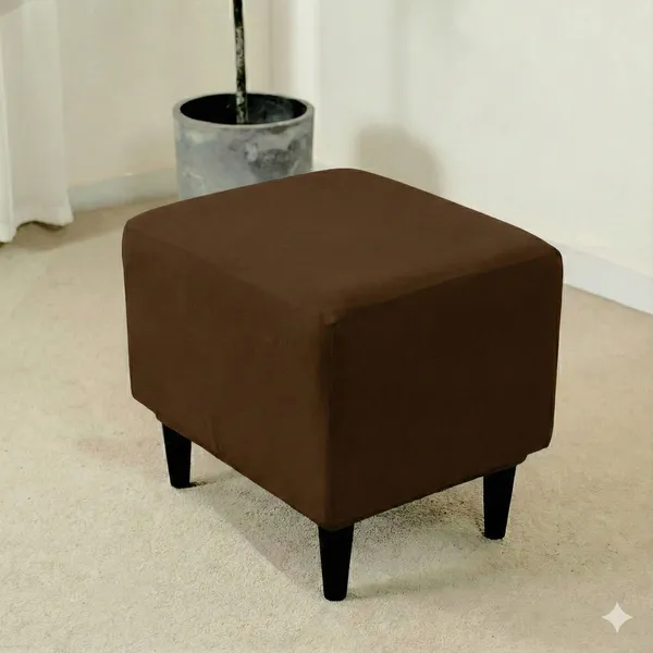 Gifts_Island_Polyester_1_Seater_Chair_Plain_Cover_(Pack_Of_2_Brown_Plain_Stretchable_Ottoman_Cover_For_Square_Footrest,Puffy)