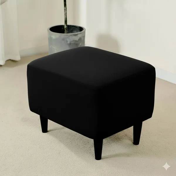 Gifts_Island_Polyester_1_Seater_Chair_Plain_Cover_(Pack_Of_2_Black_Plain_Stretchable_Ottoman_Cover_For_Square_Footrest,Puffy)