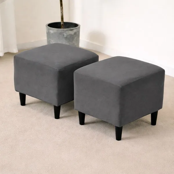 Gifts_Island_Polyester_1_Seater_Chair_Plain_Cover_(Pack_Of_2_Grey_Plain_Stretchable_Ottoman_Cover_For_Square_Footrest,Puffy)
