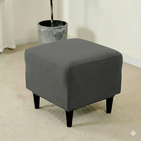 Gifts_Island_Polyester_1_Seater_Chair_Plain_Cover_(Pack_Of_2_Grey_Plain_Stretchable_Ottoman_Cover_For_Square_Footrest,Puffy)