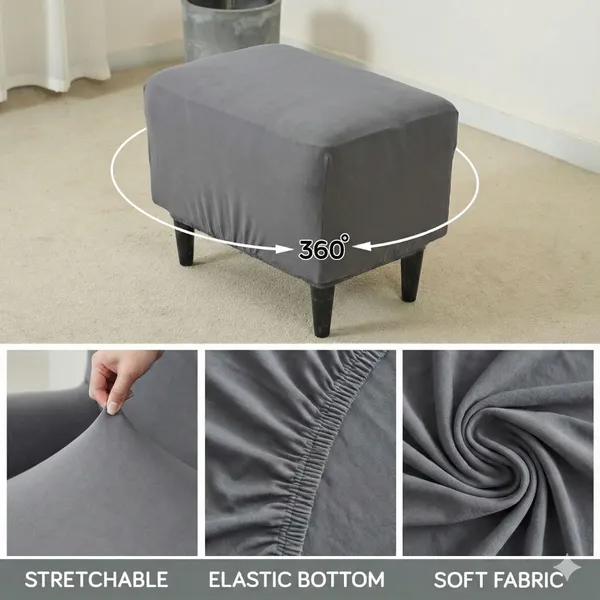 Gifts_Island_Polyester_1_Seater_Chair_Plain_Cover_(Pack_Of_2_Grey_Plain_Stretchable_Ottoman_Cover_For_Square_Footrest,Puffy)