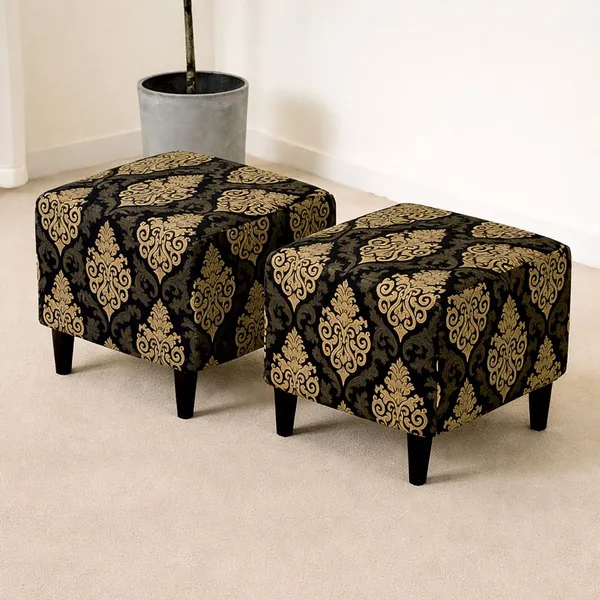 Gifts_Island_Polyester_1_Seater_Chair_Damask_Cover_(Pack_Of_2_Brown_Damask_Stretchable_Ottoman_Cover_For_Square_Footrest,Puffy)