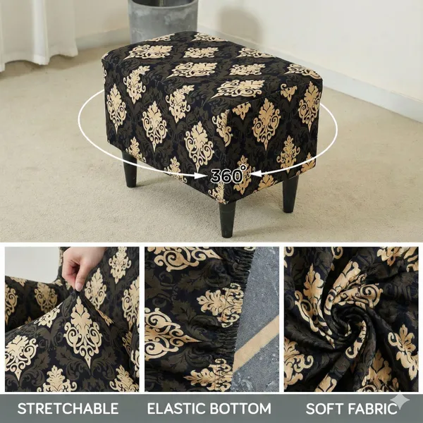 Gifts_Island_Polyester_1_Seater_Chair_Damask_Cover_(Pack_Of_2_Brown_Damask_Stretchable_Ottoman_Cover_For_Square_Footrest,Puffy)