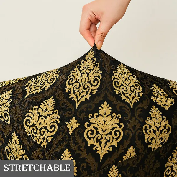 Gifts_Island_Polyester_1_Seater_Chair_Damask_Cover_(Pack_Of_2_Brown_Damask_Stretchable_Ottoman_Cover_For_Square_Footrest,Puffy)