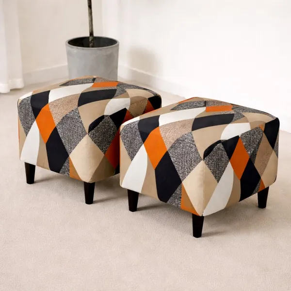 Gifts_Island_Polyester_1_Seater_Chair_Abstract_Cover_(Pack_Of_2_Orange_Prism_Stretchable_Ottoman_Cover_For_Square_Footrest,Puffy)