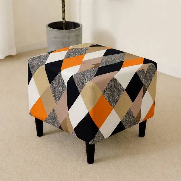 Gifts_Island_Polyester_1_Seater_Chair_Abstract_Cover_(Pack_Of_2_Orange_Prism_Stretchable_Ottoman_Cover_For_Square_Footrest,Puffy)