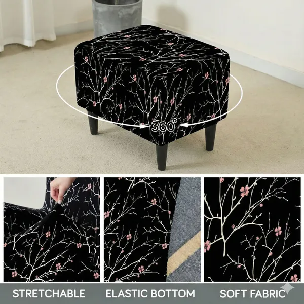 Gifts_Island_Polyester_1_Seater_Chair_Floral_Cover_(Pack_Of_2_Black_Stem_Stretchable_Ottoman_Cover_For_Square_Footrest,Puffy)