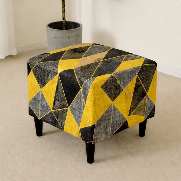 Gifts_Island_Polyester_1_Seater_Chair_Checkered_Cover_(Pack_Of_2_Yellow_Prism_Stretchable_Ottoman_Cover_For_Square_Footrest,Puffy)